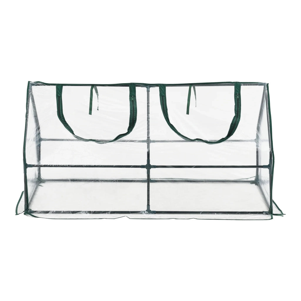 Cornice da giardino con 2 finestre in acciaio e PVC 120 x 60 x 60 cm 03_0008267