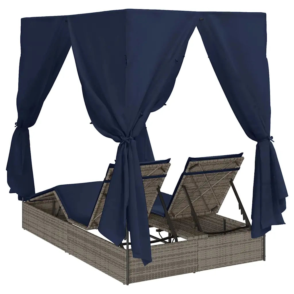 Lettino da sole doppio Nero 205 x 129 x 200 cm polyrattan