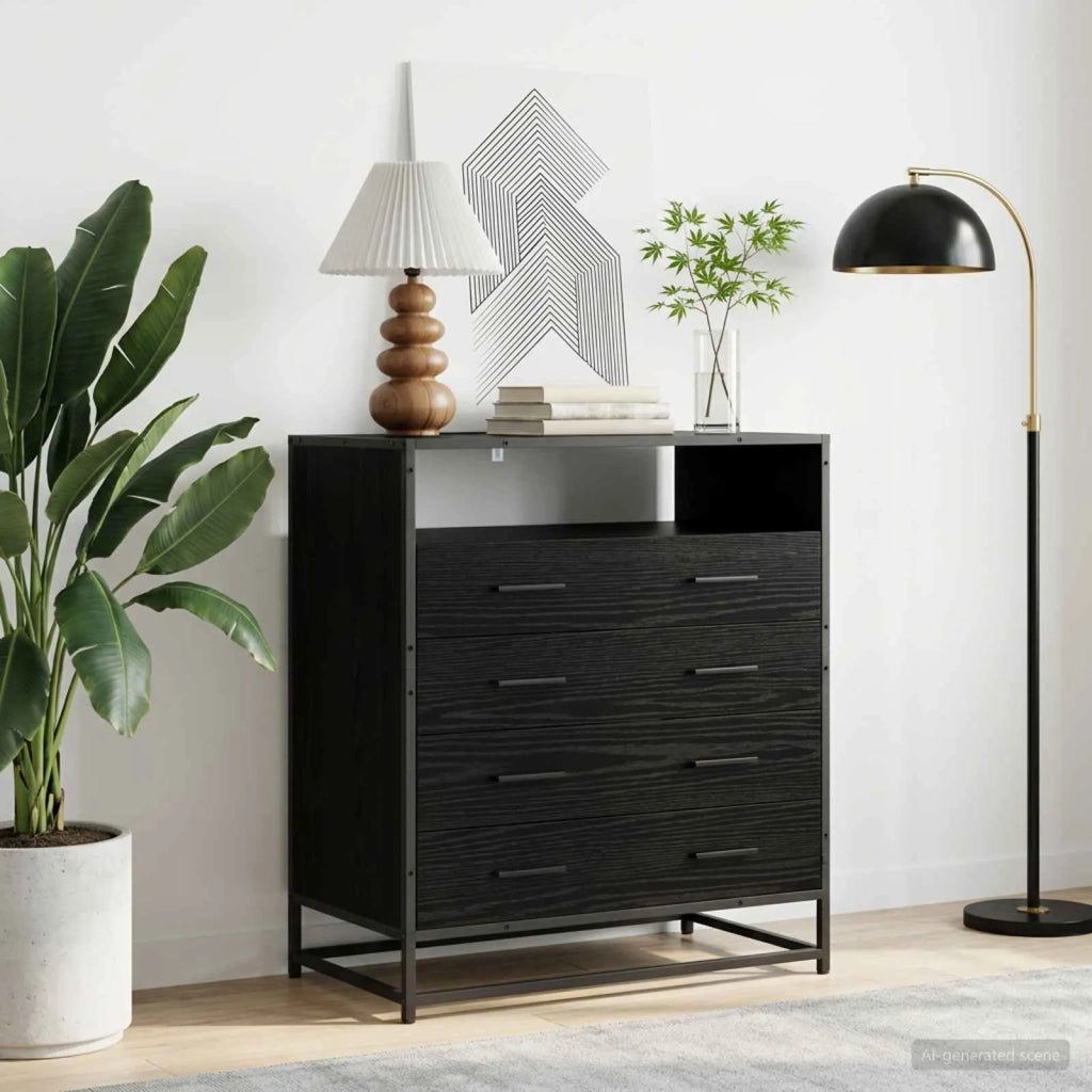 Mobile con Cassetti 4-Cassetto Rovere nero 70 x 41 x 83,5 cm 8010314