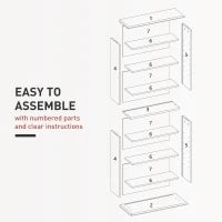 Scaffale Porta CD con 6 Ripiani Regolabili, Capacità di 360 CD/185 DVD, 58x24x124.5 cm, Bianco