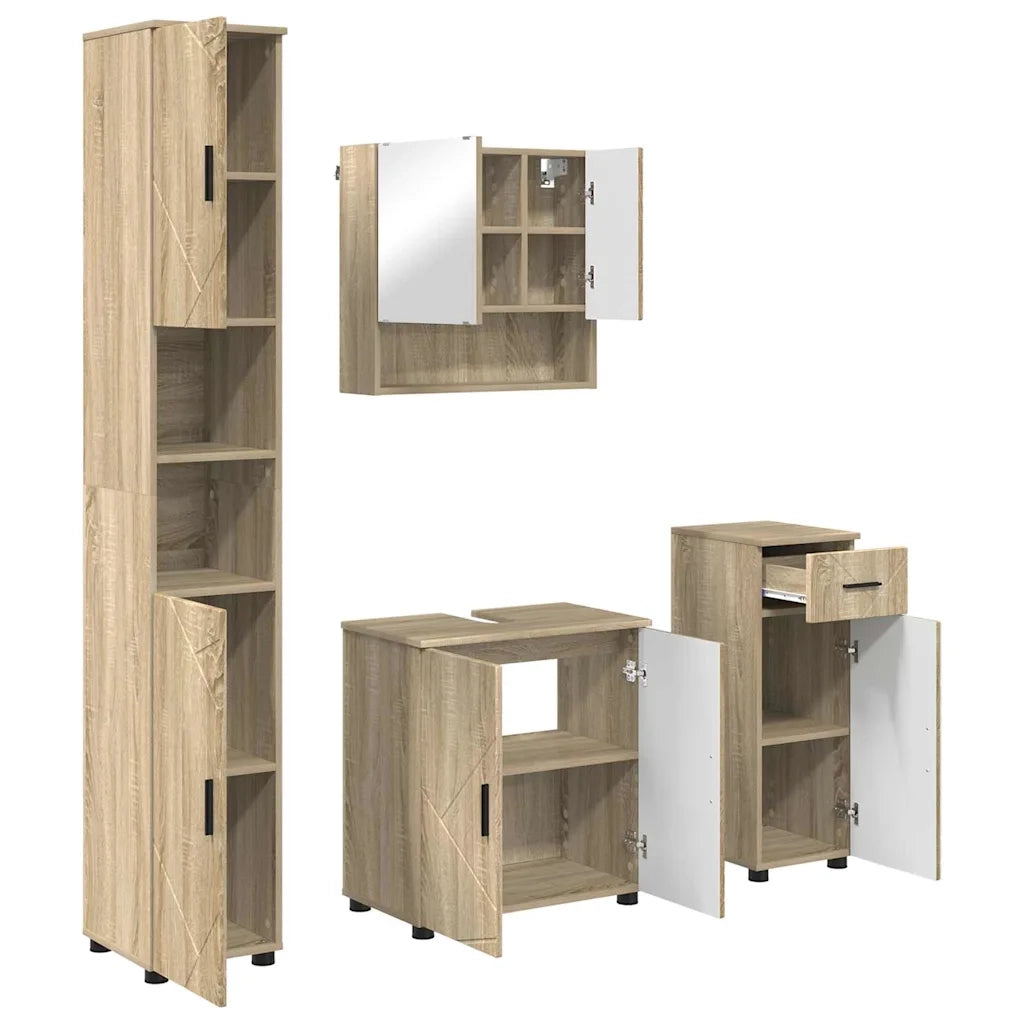 Set di mobili per il bagno con cassetto 4 pcs Rovere Sonoma 3392975