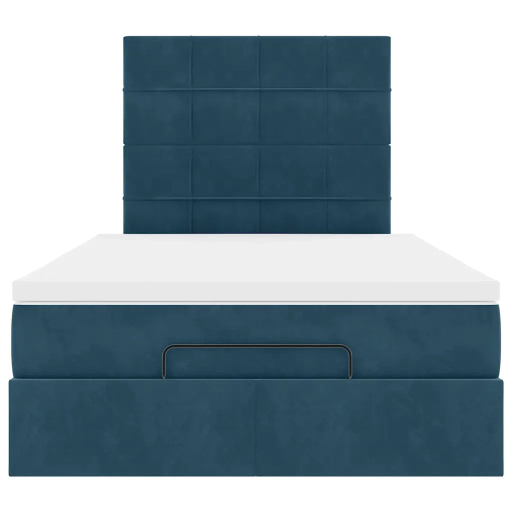 vidaXL Struttura Letto Pouf con Materassi Blu Scuro 120x200 cm Velluto