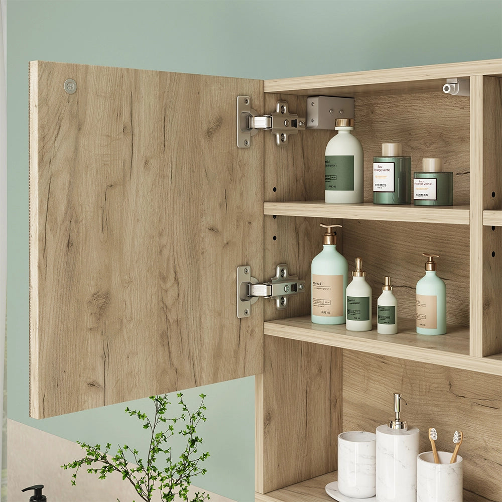 Vicco Specchio contenitore bagno Bianco 54 x 55 cm con anta e vani a giorno
