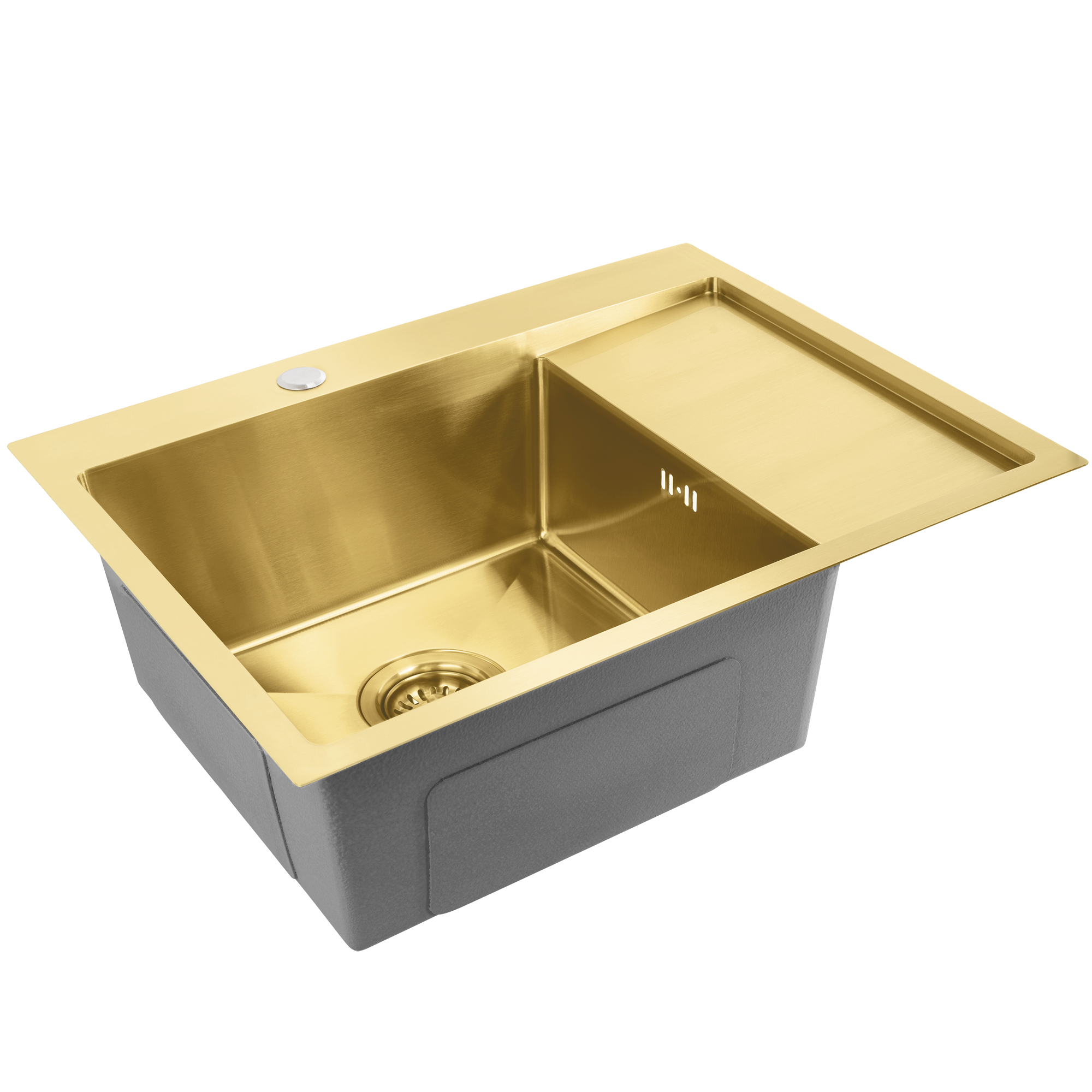 Lavello In Acciaio Fin Brush Gold con rubinetto da cucina