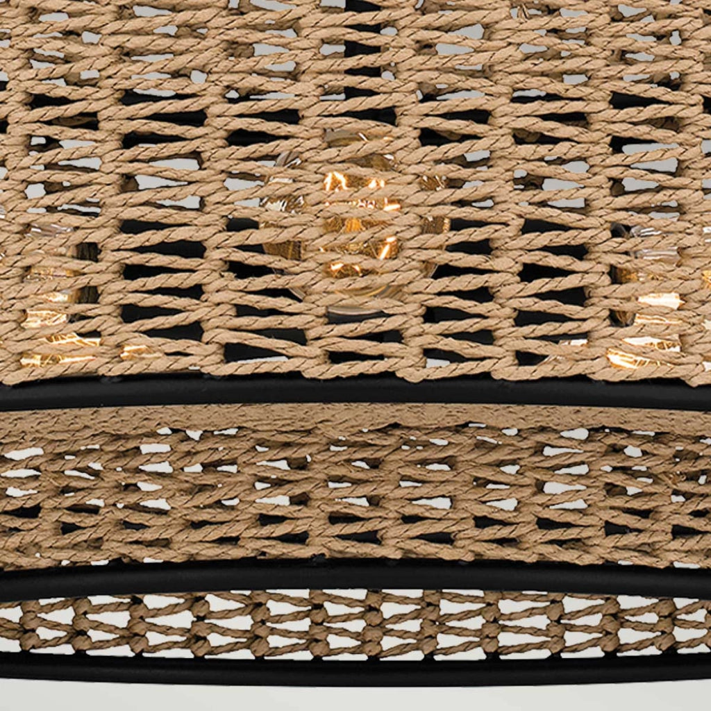 Sospensione boho in rattan beige/nero 5xE27 Quoizel Teton
