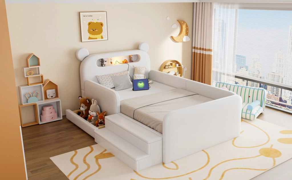 letto imbottito pelle sintetica bianco 90 x 200 cm