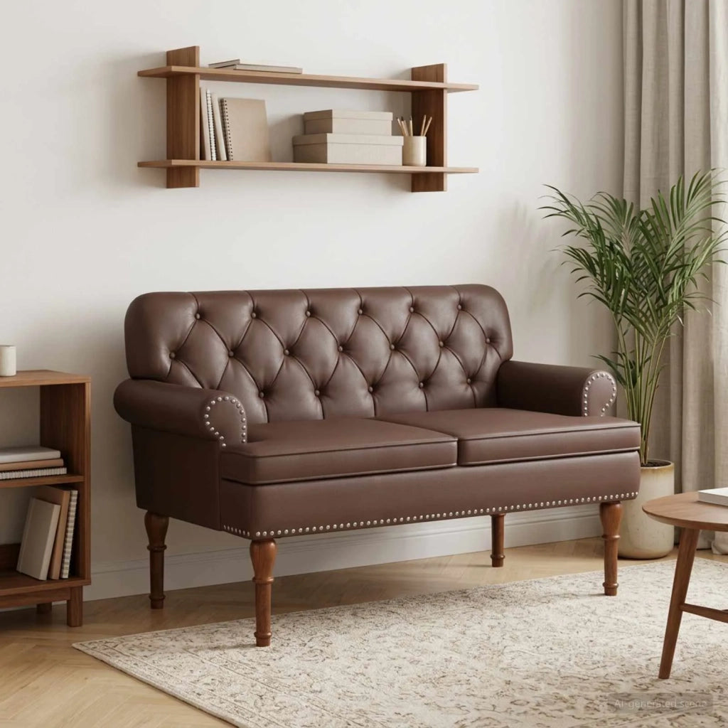Loveseat con bottoni imbottiti Marrone 120 x 65 x 77 cm 42041858