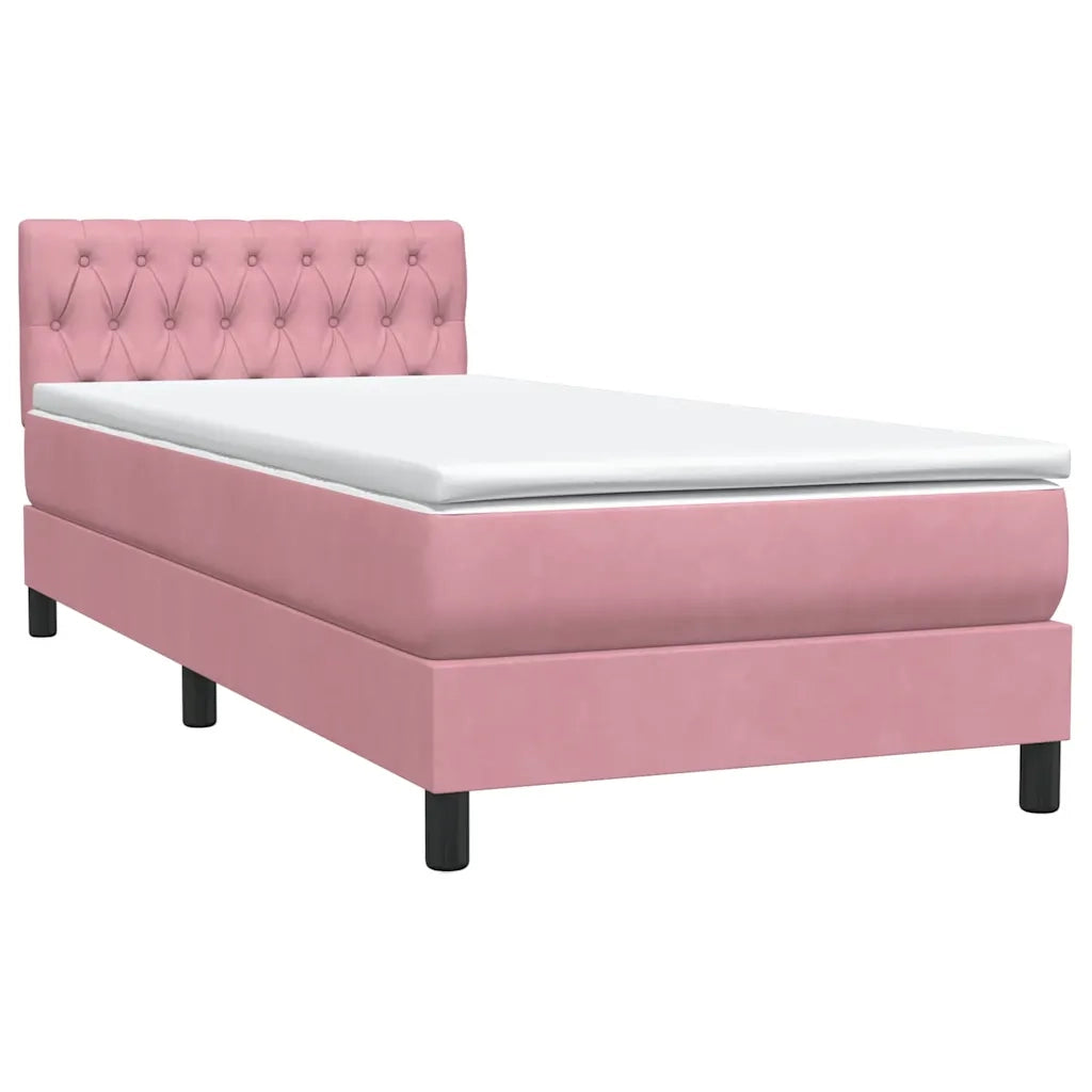 Letto a Molle con Materasso e LED Rosa 90x210 cm Velluto 3317156