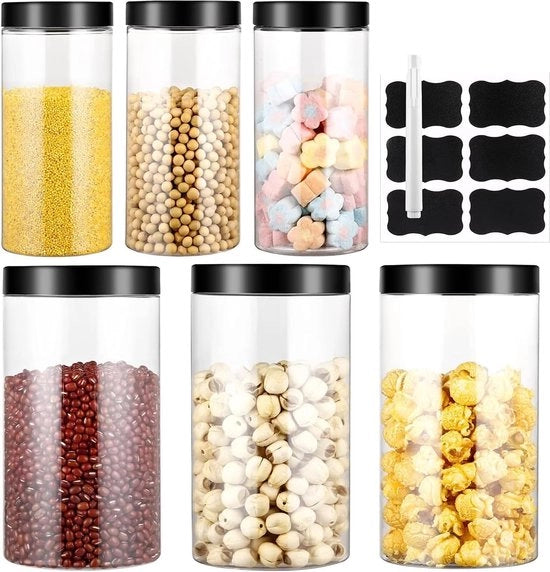 Cassetta di conservazione con coperchio, cucina, 6 contenitori per scatole di conservazione, conservazione di muesli, conservazione di cereali, cassetta di conservazione per cornflakes, contenitori di conservazione per cereali.