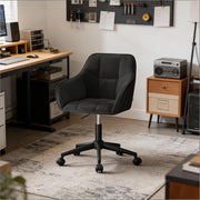 Sedia da ufficio ergonomica girevole a 360 gradi con altezza regolabile e braccioli integrati in velluto nero