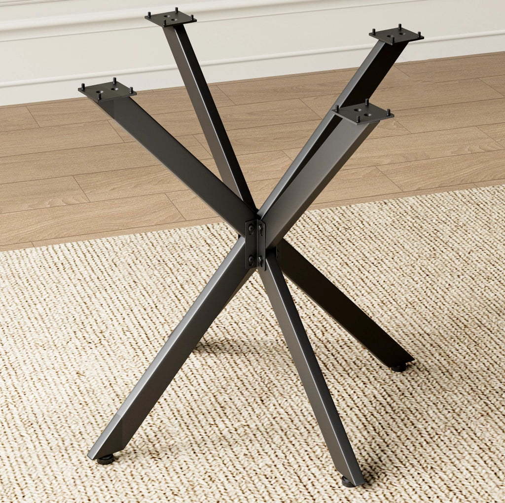 Tavolino 80x80x75 cm; struttura a X stabile; ferro e pannello truciolare; nero
