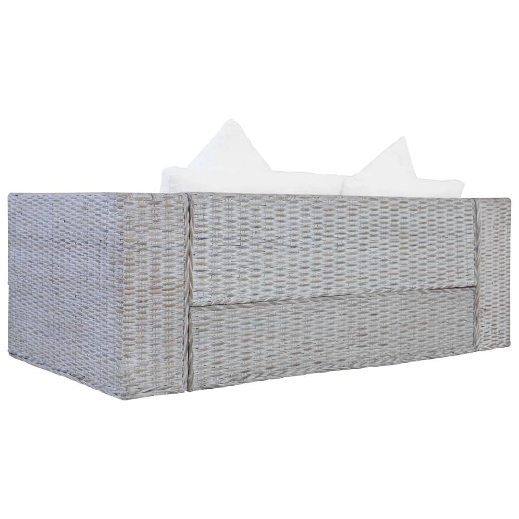 Divano a 2 posti per soggiorno arredamento per la casa con cuscini in rattan grigio naturale 02_0019624