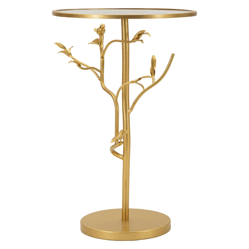Amasya, Tavolino da Salotto Forma Rotondo, 38x38x60h cm oro