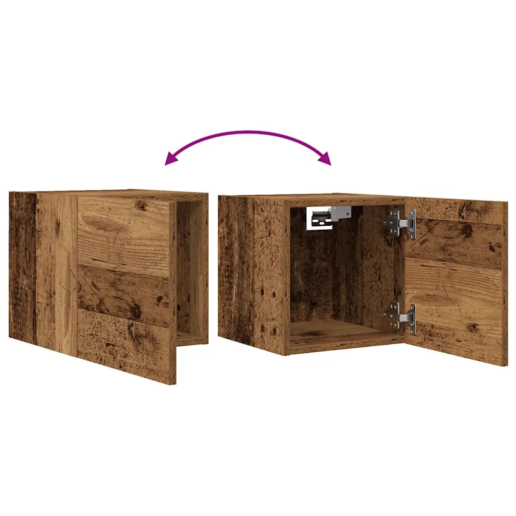 Armadietti TV Montati a Parete Legno Antico 30,5x30x30 cm