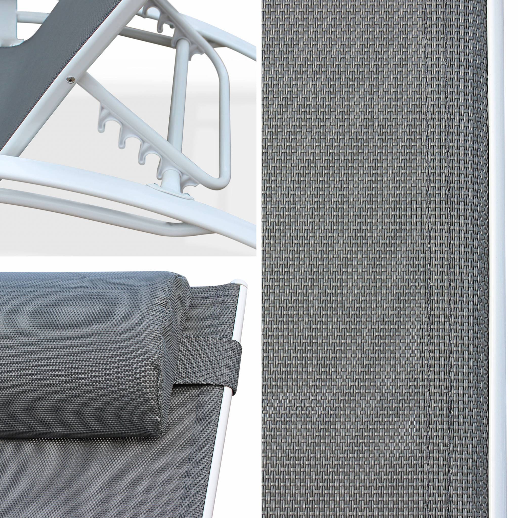 Set di 2 lettini prendisole in alluminio textilene, multiposizione,