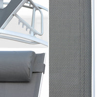 Set di 2 lettini prendisole in alluminio textilene, multiposizione,