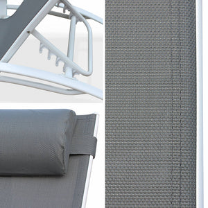 Set di 2 lettini prendisole in alluminio textilene, multiposizione,