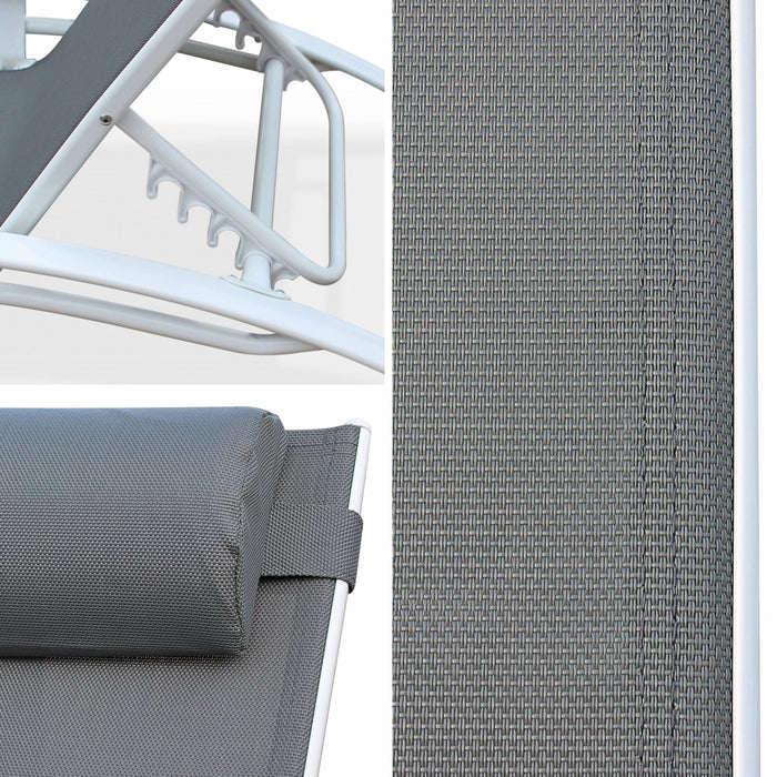 Set di 2 lettini prendisole in alluminio textilene, multiposizione,