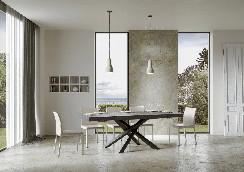 Tavolo allungabile 90x120/224 cm Volta Premium Cemento telaio Antracite