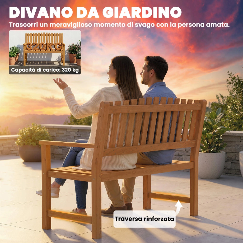 Panchina da Giardino 2 Posti ¨C zephmum ¨C Legno Acacia Naturale