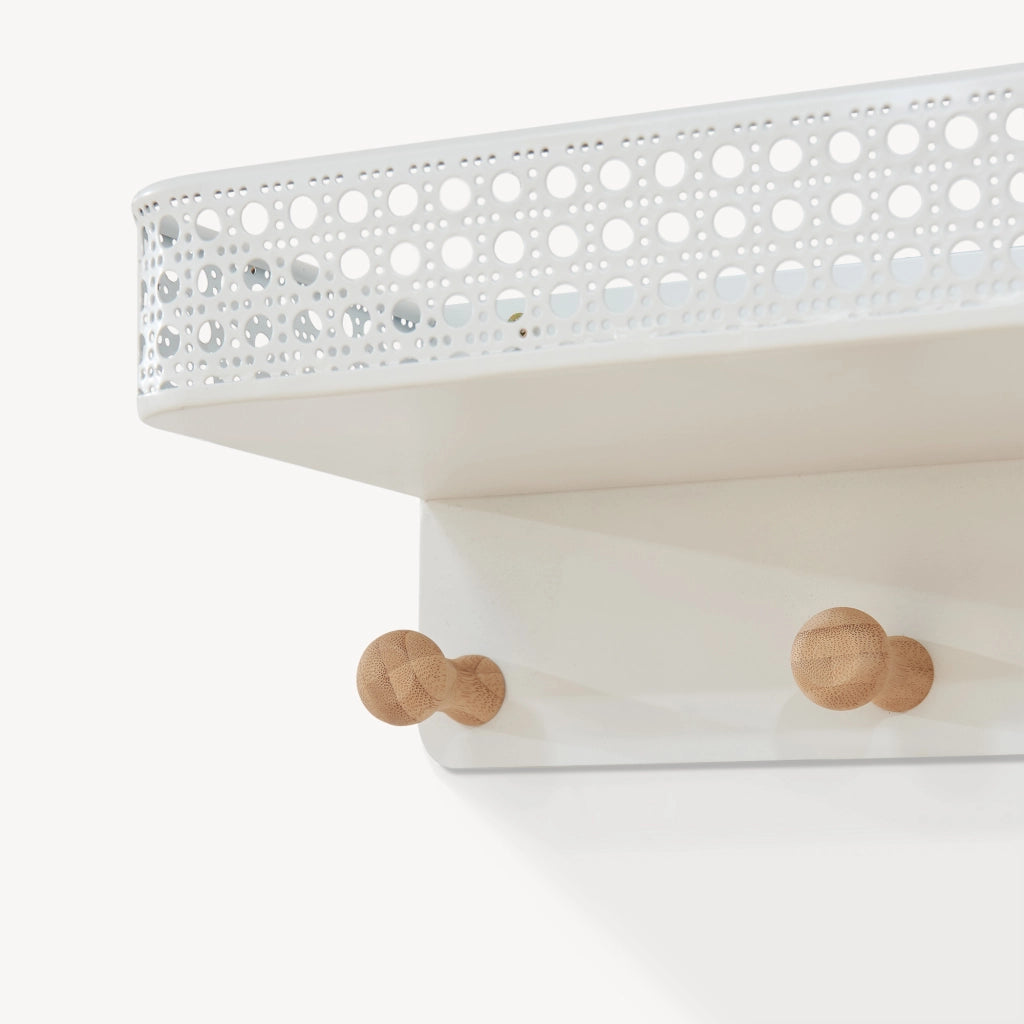 Appendiabiti da Parete Jäller con Mensola e 6 Ganci 60x14x12 cm Metallo - Bianco [en.casa]