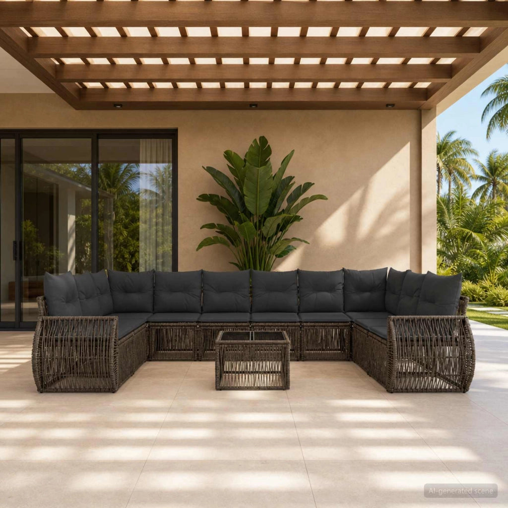 Set Divano da Giardino 11 pz Grigio e Grigio Scuro polyrattan 3435530