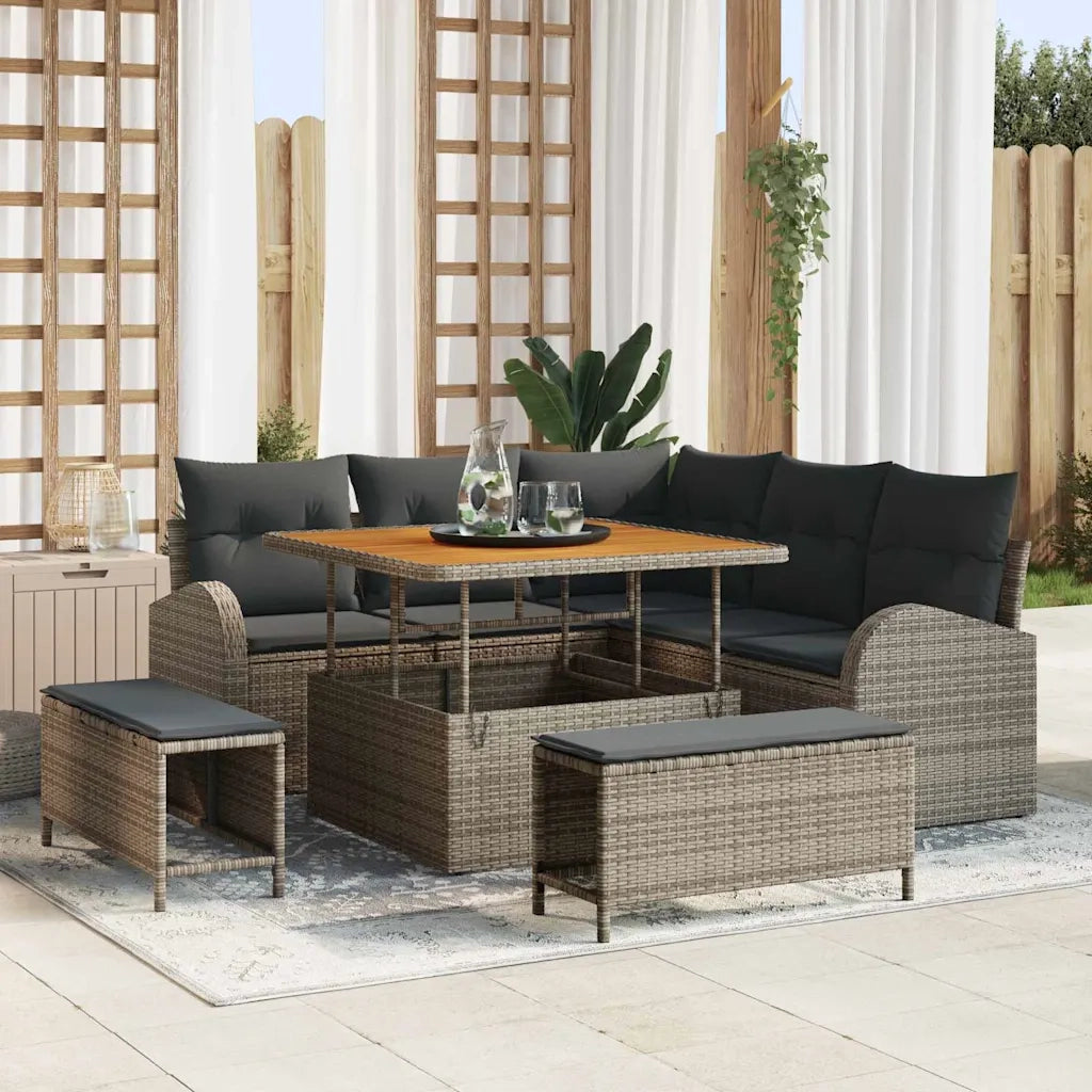 Set Divano da Giardino con cuscino 8 pcs Grigio polyrattan 3362388