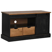 Mobile porta TV HALDEN con anta scorrevole e due cassetti 110 x 40 x 60 cm stile rustico legno nero 02_0057823
