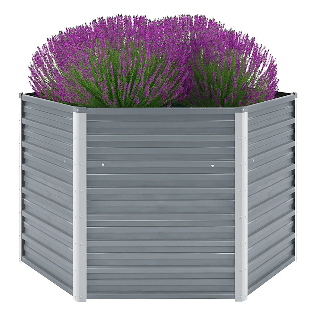Fioriere | Cassetta per fiori | Letto Rialzato Giardino in Acciaio Zincato 129x129x77 cm Grigio