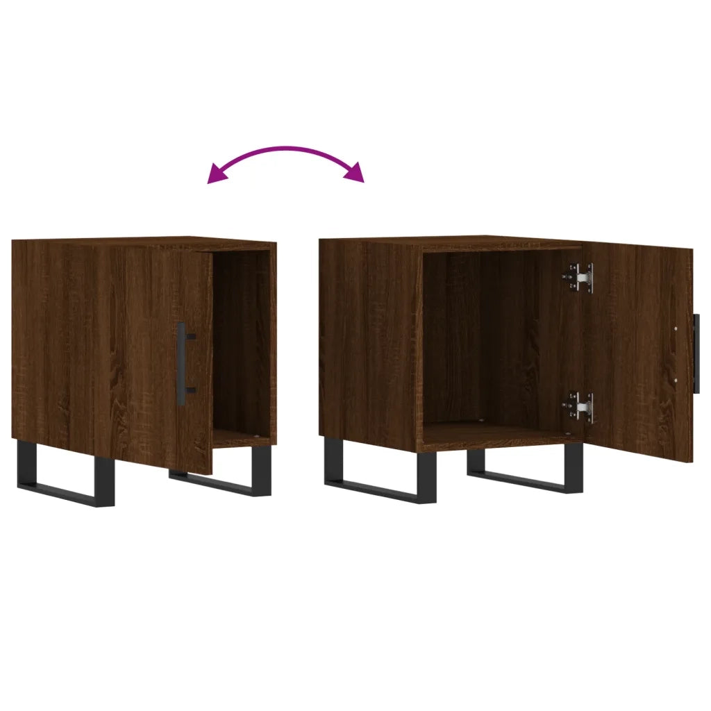 Set di 2 Comodini | Armadio da Notte | Mobiletto da notte Rovere Marrone 40x40x50 cm in Legno Multistrato