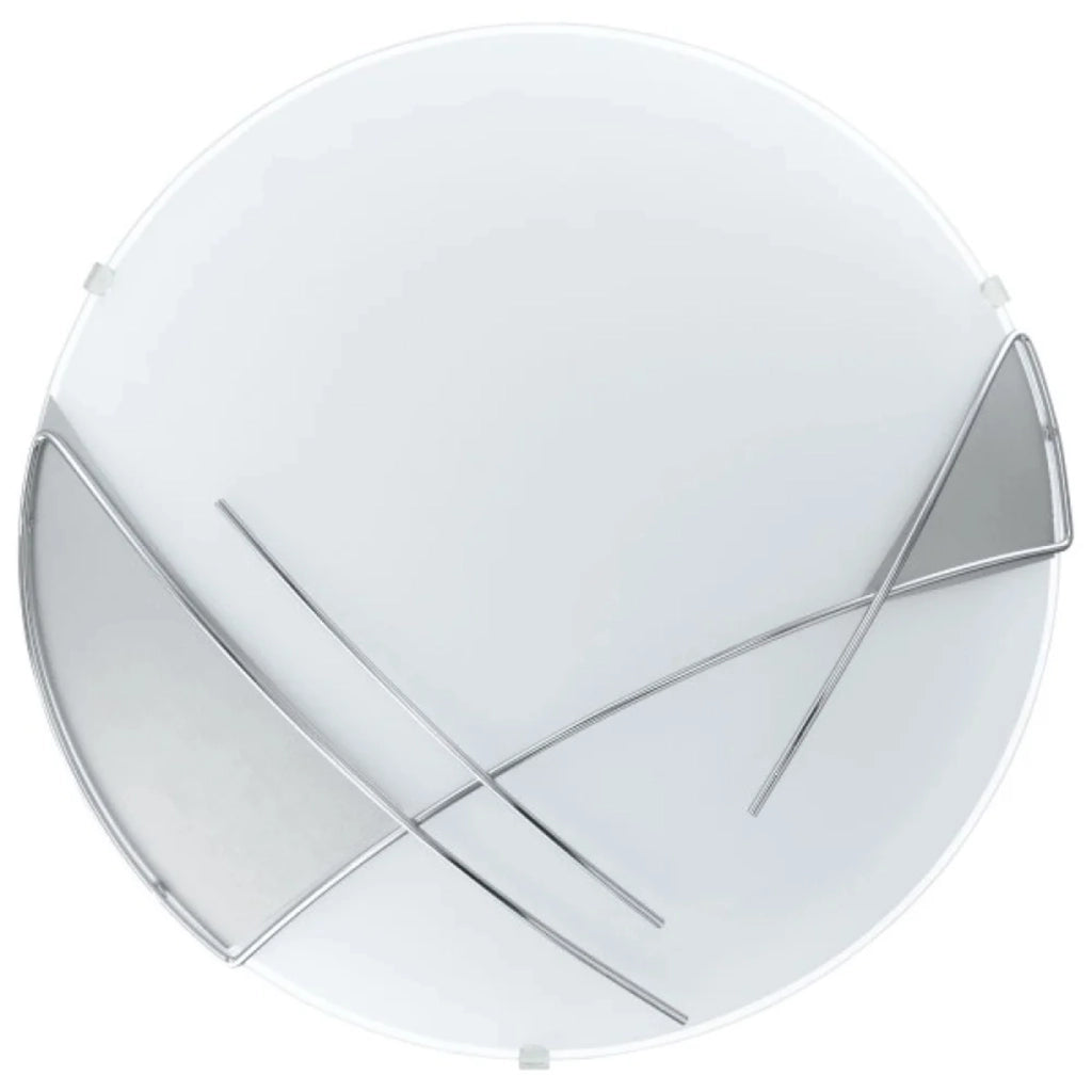 Plafoniera/Applique Contemporanea Raya Vetro Argento E Bianco 1 Luce E27