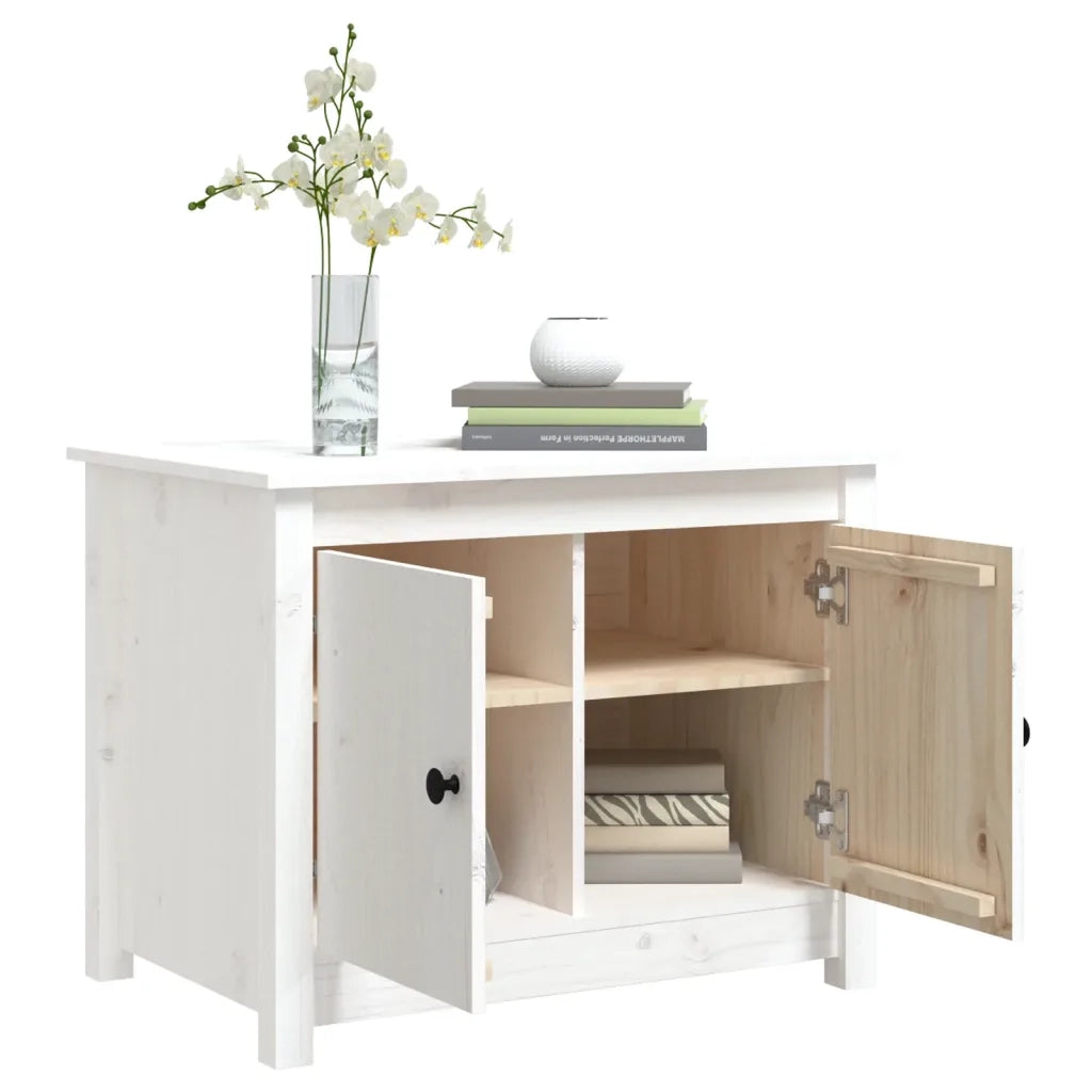 Tavolino da salotto | Tavolino da caff¨¨ | Tavolino da Soggiorno Bianco 71x49x55cm in Legno Massello di Pino