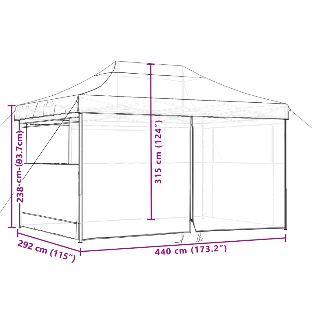 Tendone per Feste Pieghevole Pop-Up con 4 Pareti Arancione 4004977