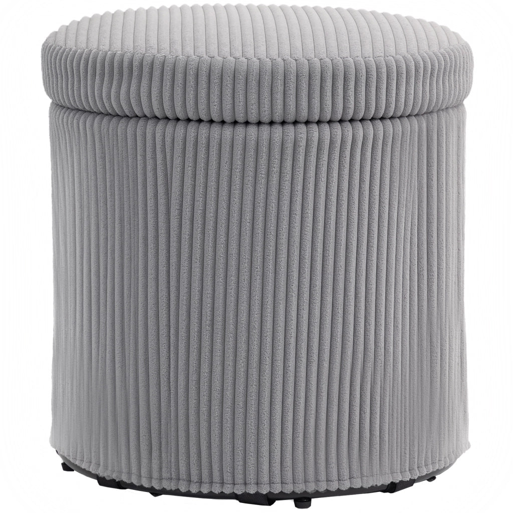 Pouf con Almacenaje Rotondo in Velluto con Struttura in Acciaio ¨C zephmum ¨C Grigio Chiaro ?40x41 cm