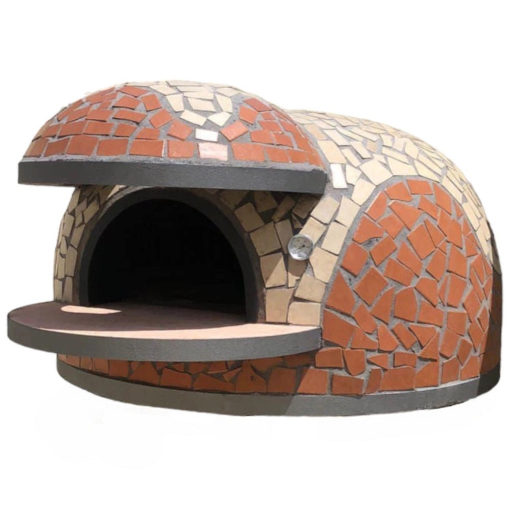 Forno a legna artigianale rivestimento mosaico cotto beige pizza linea wave *** misura Ø 140 cm, confezione 1