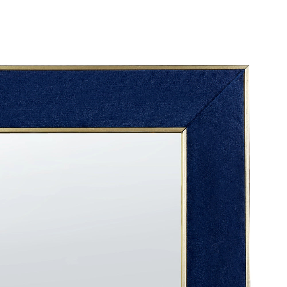 Specchio da terra in velluto blu 50 x 150 cm cornice decorativa con supporto glamour da terra sospeso per armadio camera da letto soggiorno