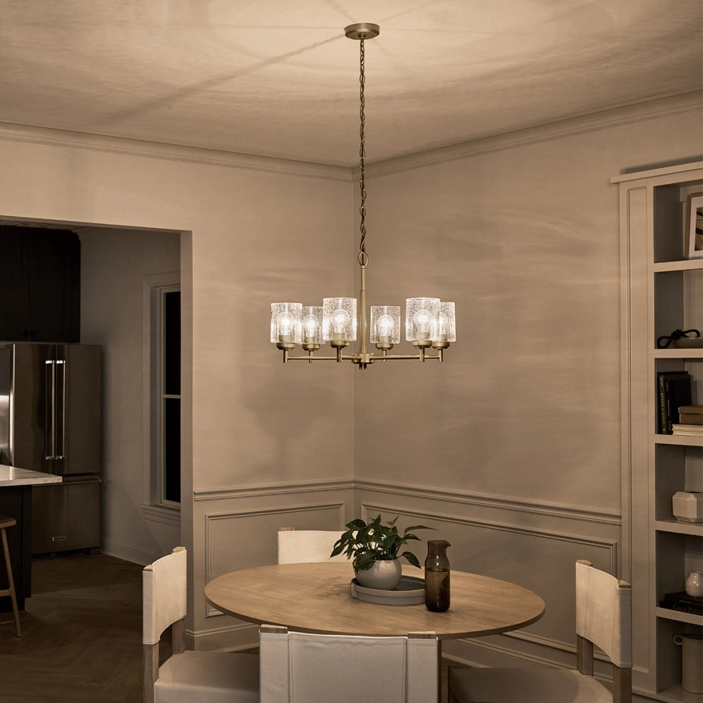Lampadario WINSLOW ottone 6xE27 vetro bolle Kichler