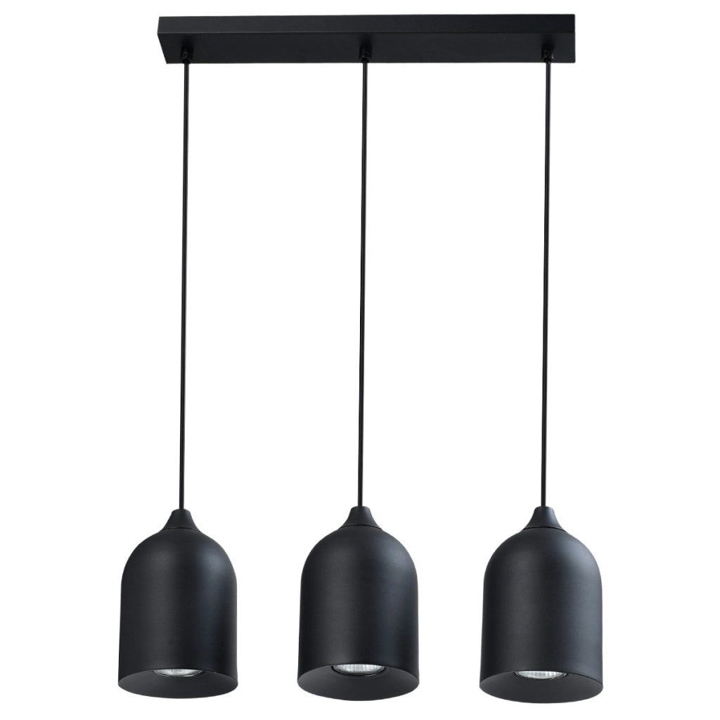 Lampada a sospensione nera metallo 46cm 3xGU10 Nilo