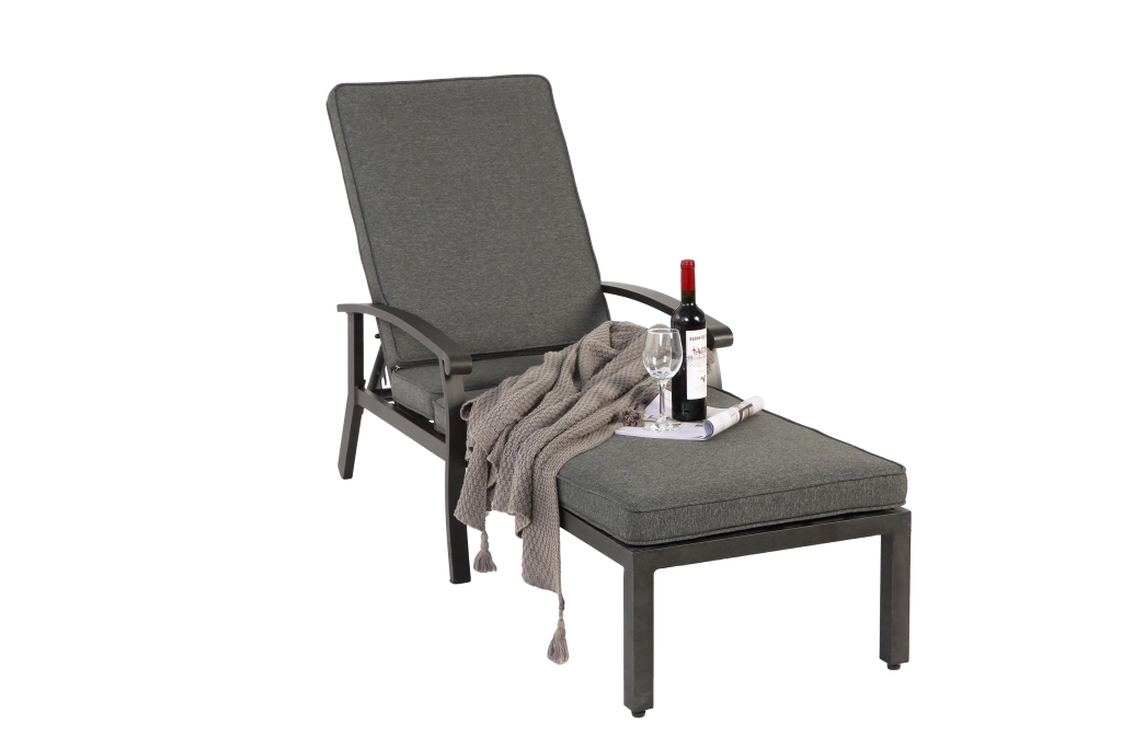 Chaise Longue da Giardino con Cuscini ¨C MINIMAL ¨C Alluminio, Grigio