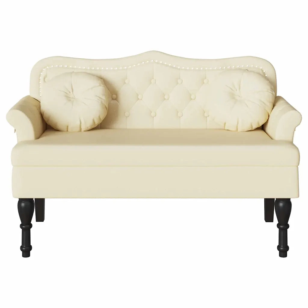 Panca Chesterfield Crema 120,5 x 65 x 75 cm Pelle Sintetica