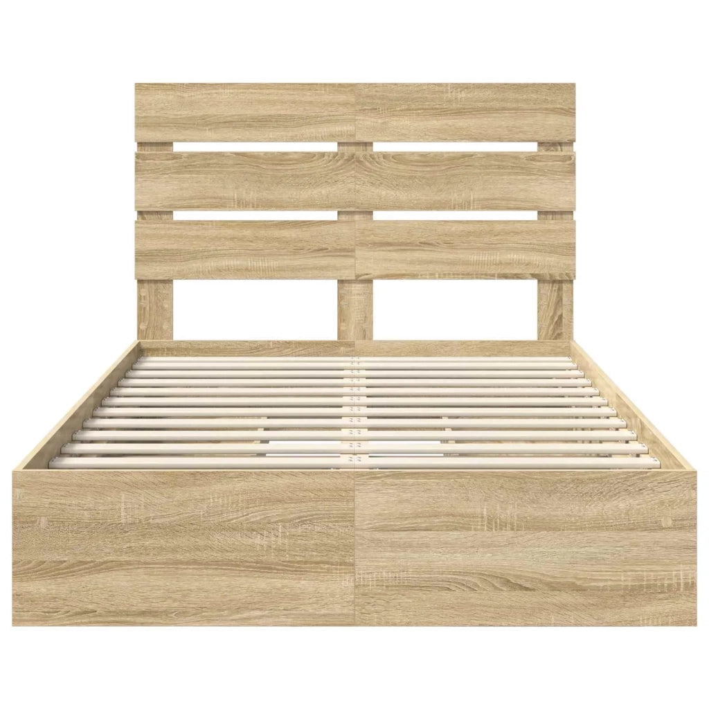 Letto con Contenitore con testiera Rovere Sonoma 135 x 190 cm