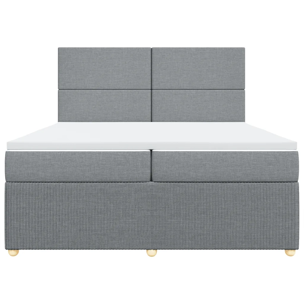 Giroletto a Molle con Materasso Grigio Chiaro 200x200cm Tessuto
