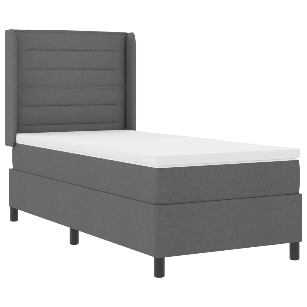 Letto con Box Spring e Materasso Grigio Scuro 90x190 cm Tessuto