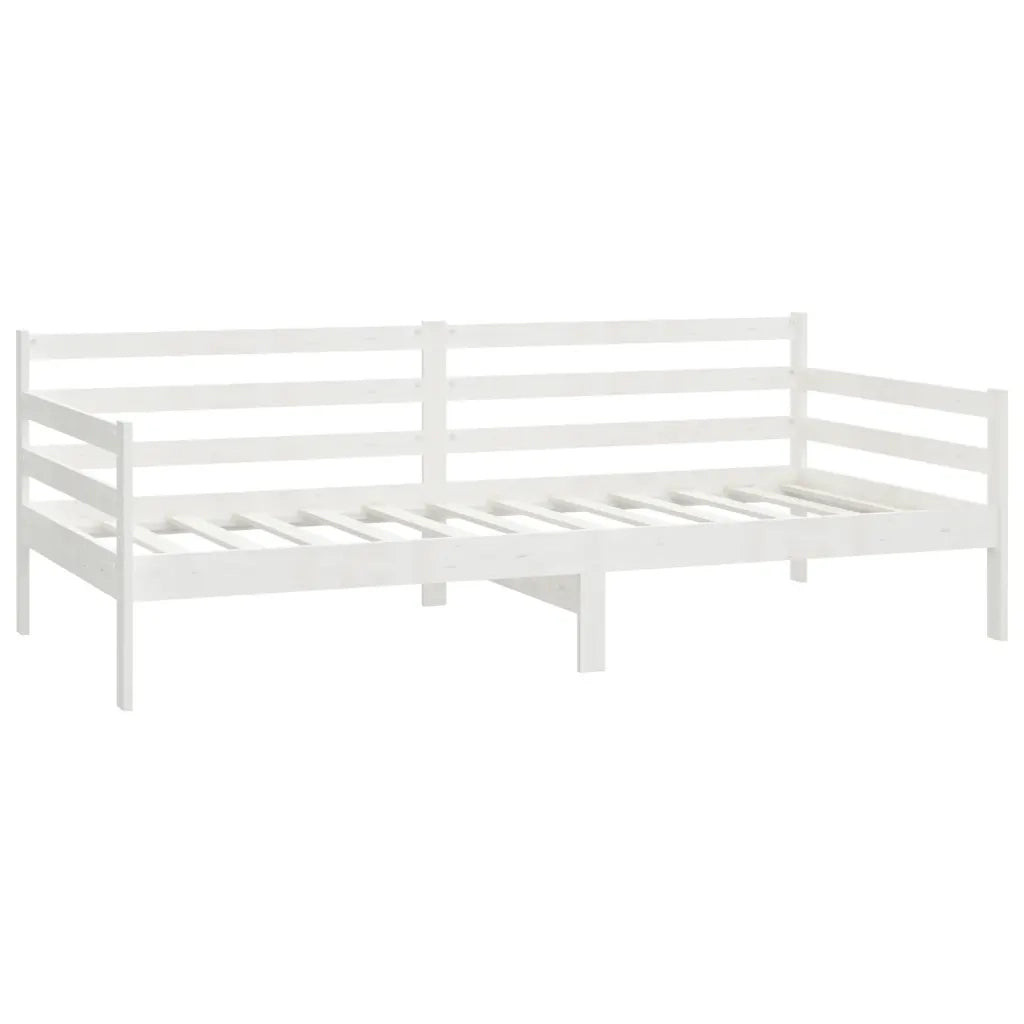 Divano Letto con Materasso 90x200 cm Bianco in Legno di Pino 3083590