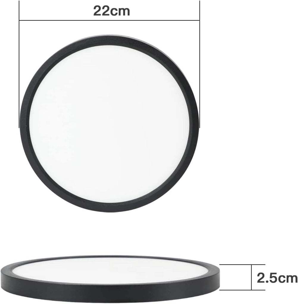 ZMH Lampada da soffitto plafoniera LED moderna nera 23cm 18W per soggiorno