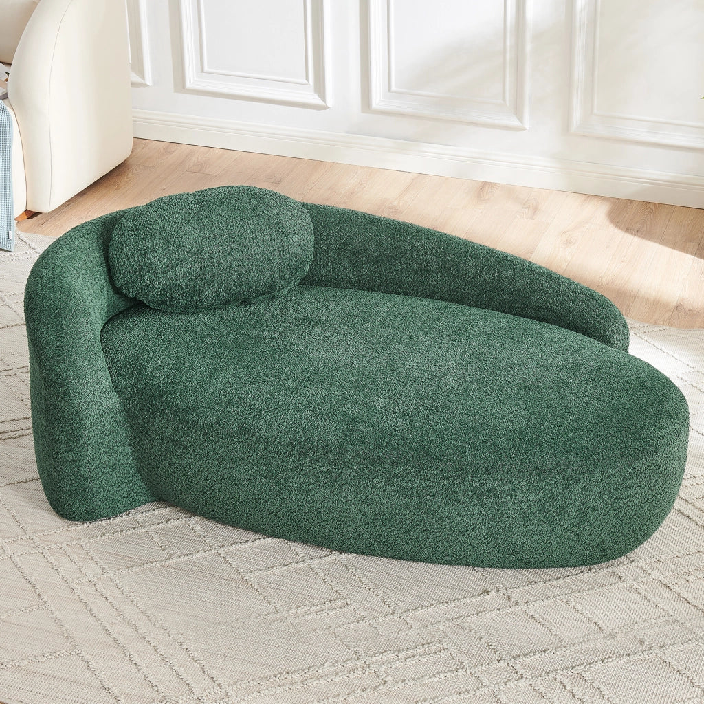 Scaffale in tessuto teddy con design arrotondato, imbottitura in schiuma elastica, per soggiorno e studio, verde