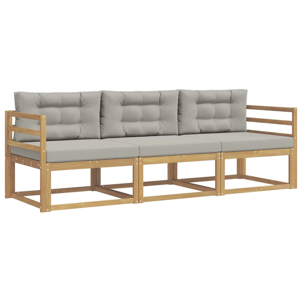 Set di divani da esterno 3 pz Bianco e Grigio Chiaro Poliestere 3385975