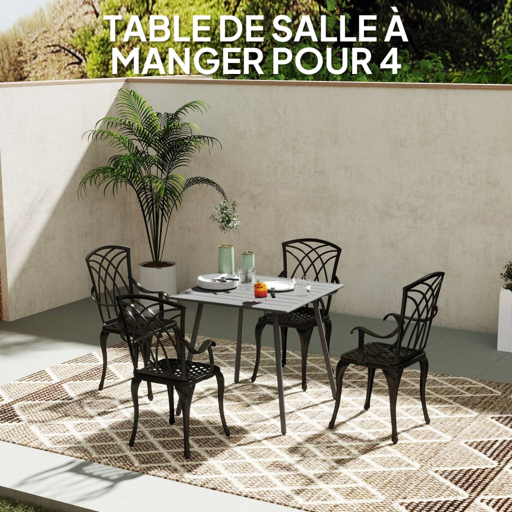 Tavolo da giardino per 6 persone ¨C zephmum ¨C Grigio, 80x80x74 cm