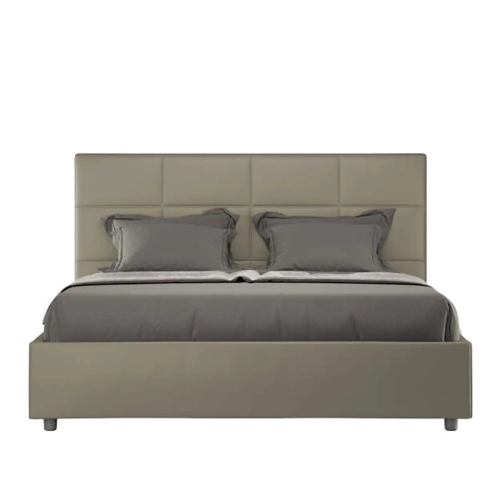 Letto matrimoniale con rete imbottito 160x190 similpelle cappuccino Mika