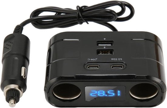 Sigarettenaansteker Premium con uscita USB Type C - Multifunzionale per Auto, Telefoni e Tablet - Protezione contro sovraccarichi.